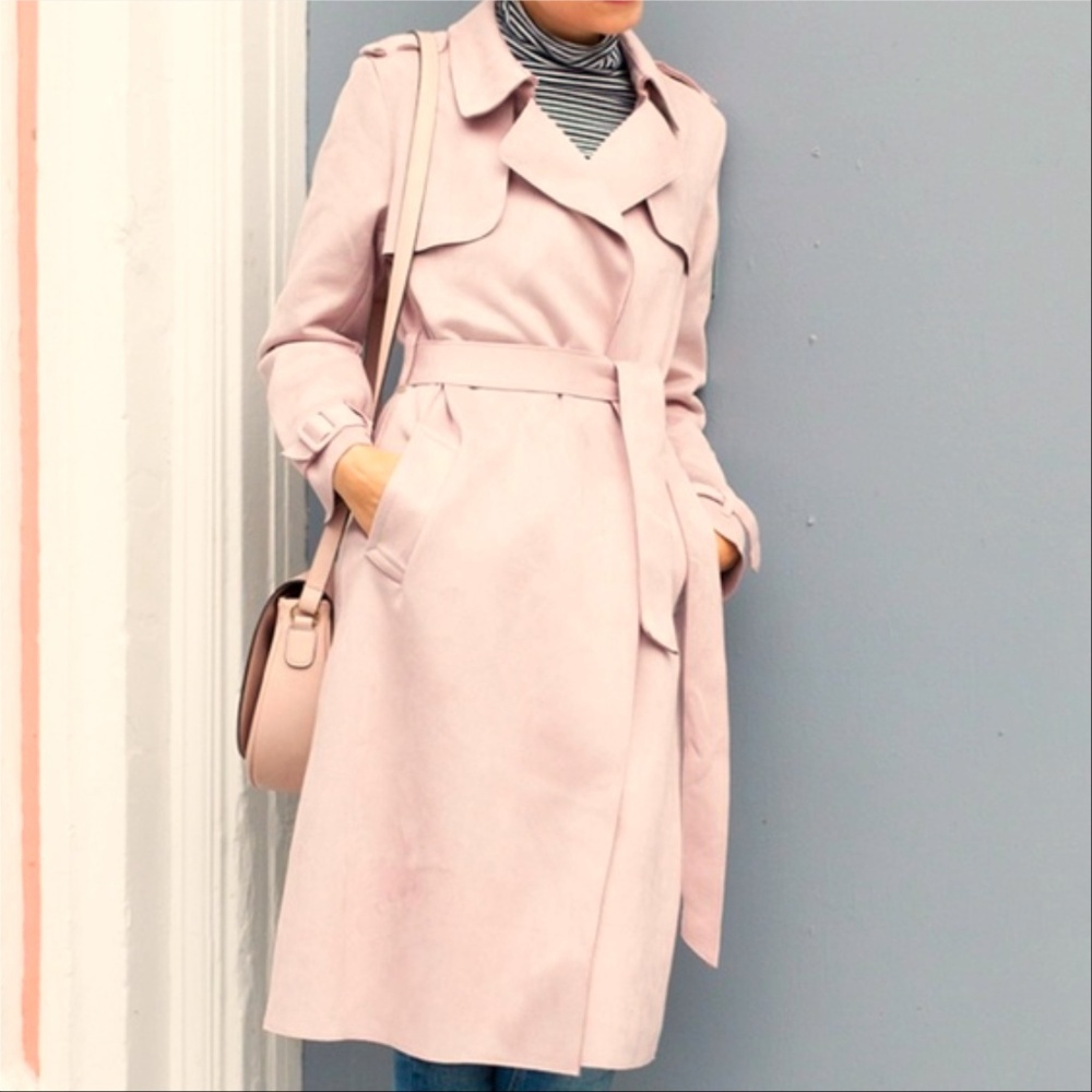 PATRICIA Suede Trench Coat - Pink - Picture 2 of 5